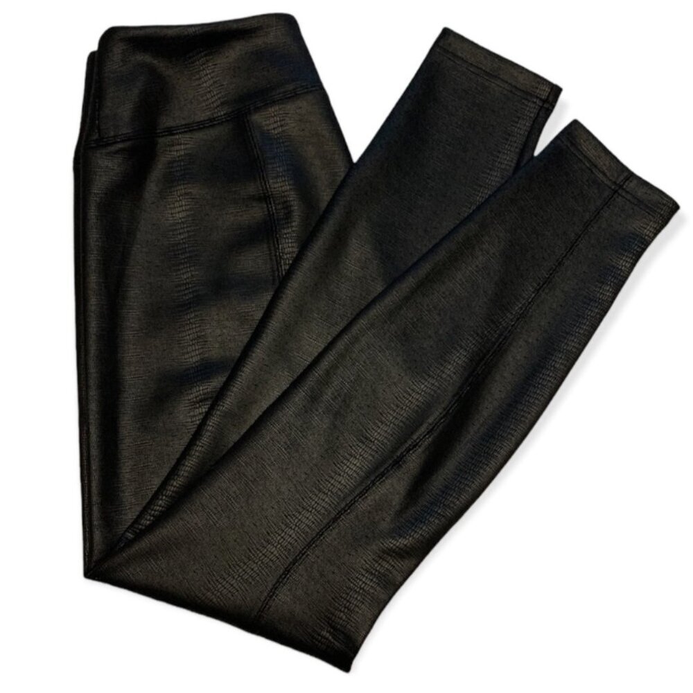 WHITE HOUSE BLACK MARKET Textured Vegan Leather Runway Legging Black Python 4 - Picture 5 of 11
